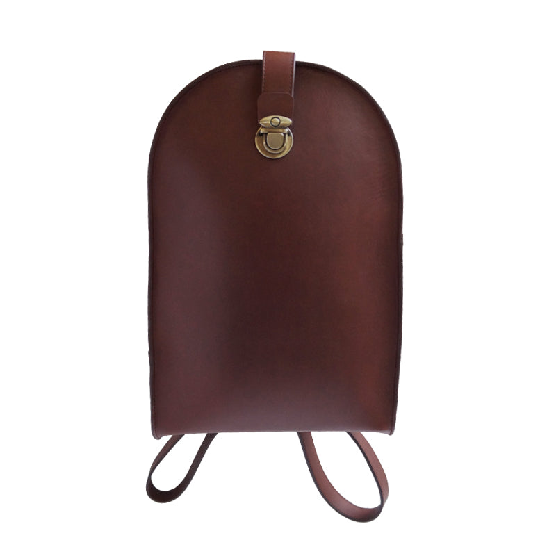 Brown Leather Dome Backpack